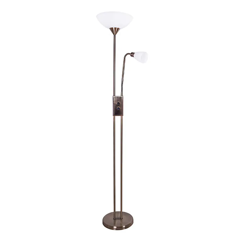 Candeeiro de pé MILANO com braço de leitura 1xE27+1xE14 Alt.178xD.30cm oxidado 1