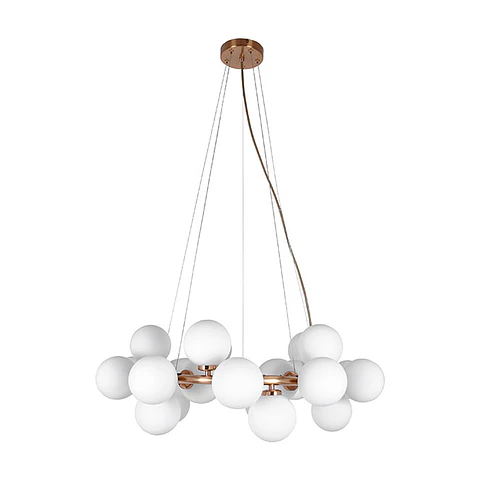 Candeeiro de tecto ANAMAR 25xG9 Alt.Reg.xD.68cm dourado/branco