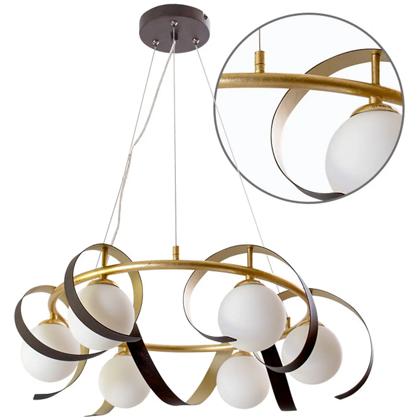 Suspensão INARA 6xG9 Alt.Reg.xD.60cm dourado 1