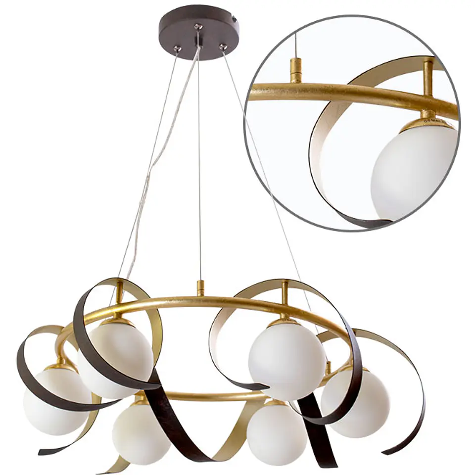 Suspensão INARA 6xG9 Alt.Reg.xD.60cm dourado 1