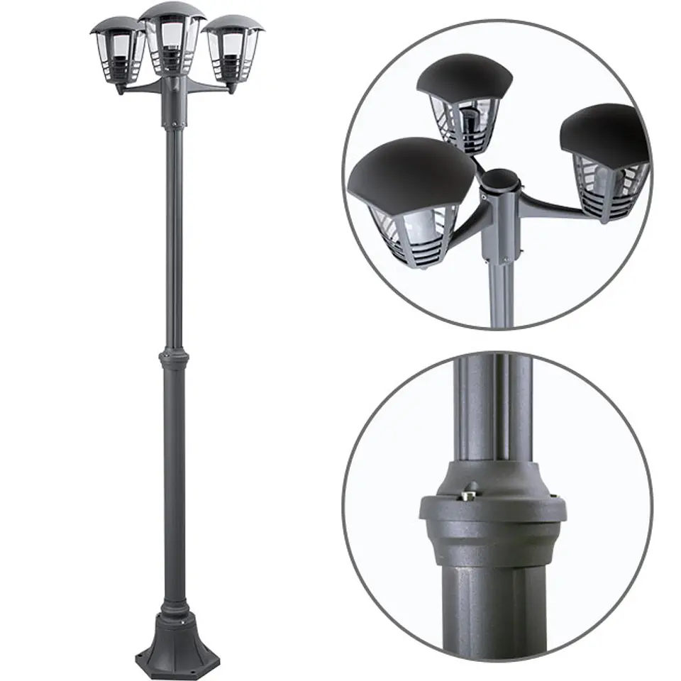 Pilar TERVA IP44 3xE27 Alt.Reg.xD.50cm antracite 1