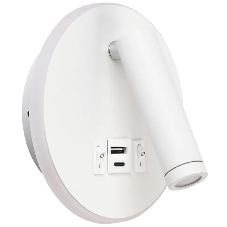 Aplique MATSYS 11W LED 657lm 3000K, portas USB e USB-C C.9xL.4xAlt.120cm branco 1