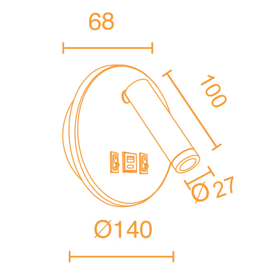 Aplique MATSYS 11W LED 657lm 3000K, portas USB e USB-C C.9xL.4xAlt.120cm branco 2