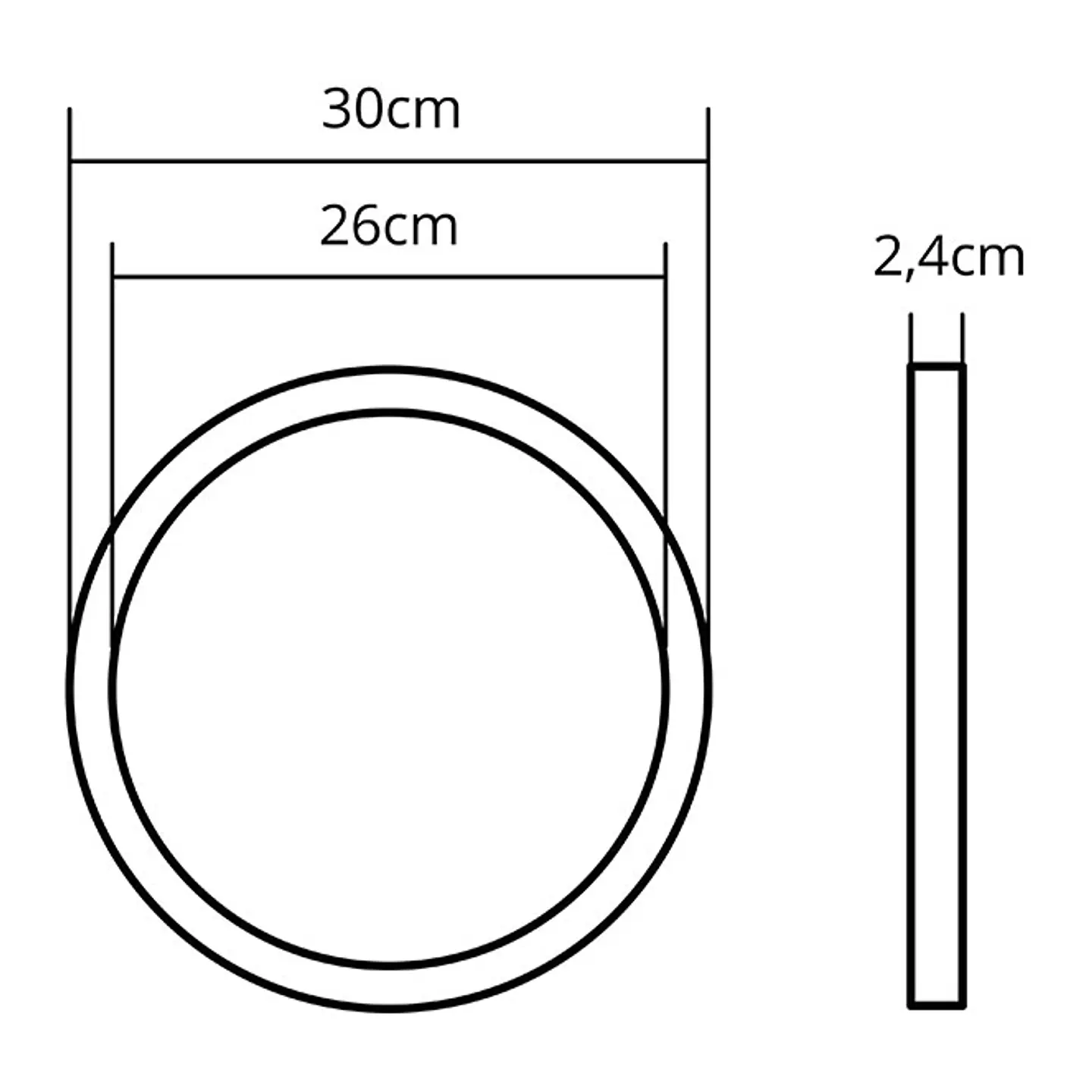 Painel de superficie ERASMUS redondo 24W LED CCT 3000/4000/6500K Alt.2,4xD.30cm branco 3