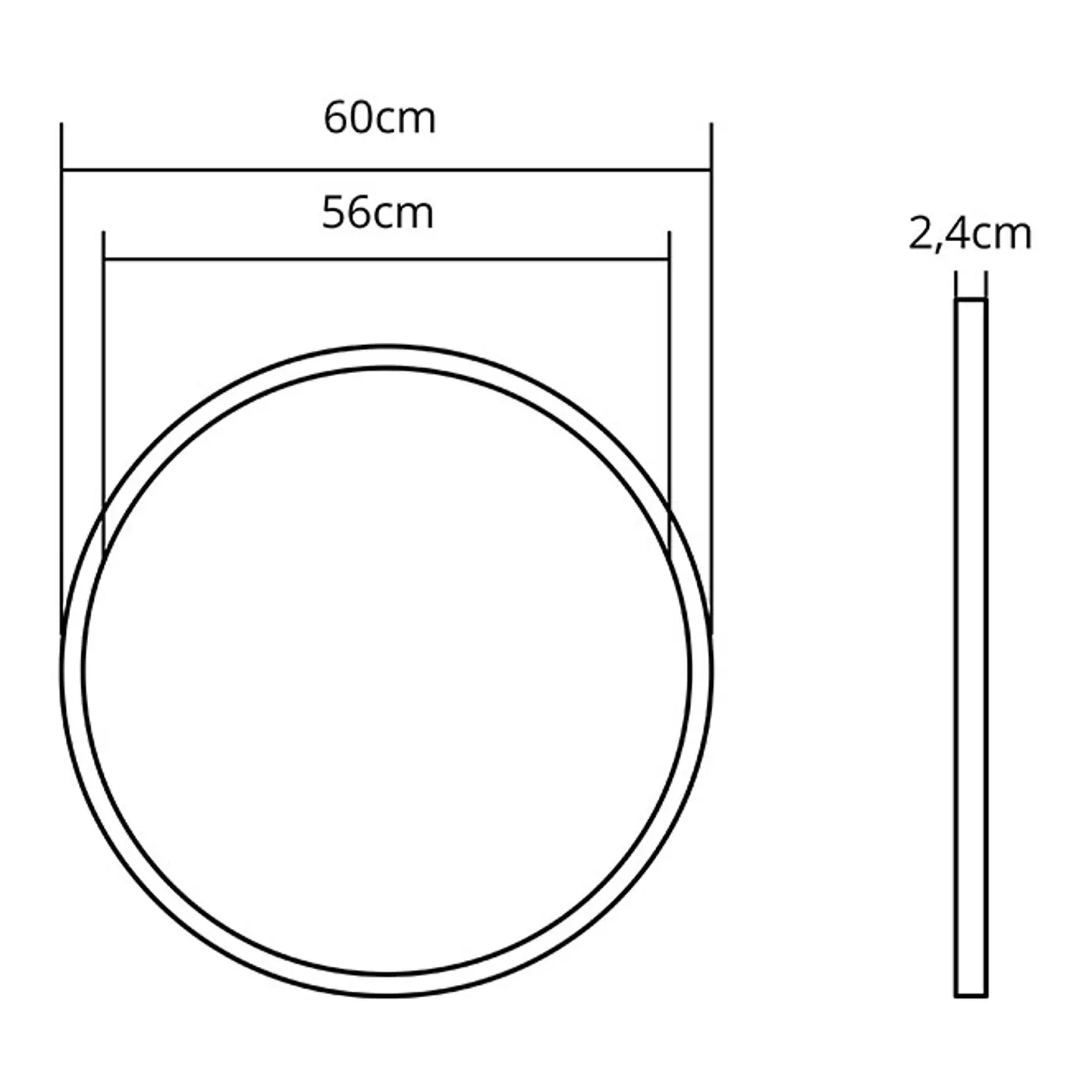 Painel de superficie ERASMUS redondo 40W LED CCT 3000/4000/6500K Alt.2,4xD.60cm branco 3