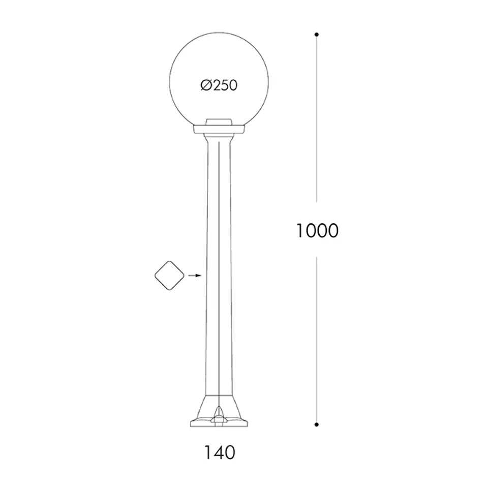 Pilar GLOBE 1xE27 8,5W botão CCT (3cores) IP55 Alt.100xD.25cm resina preta 2
