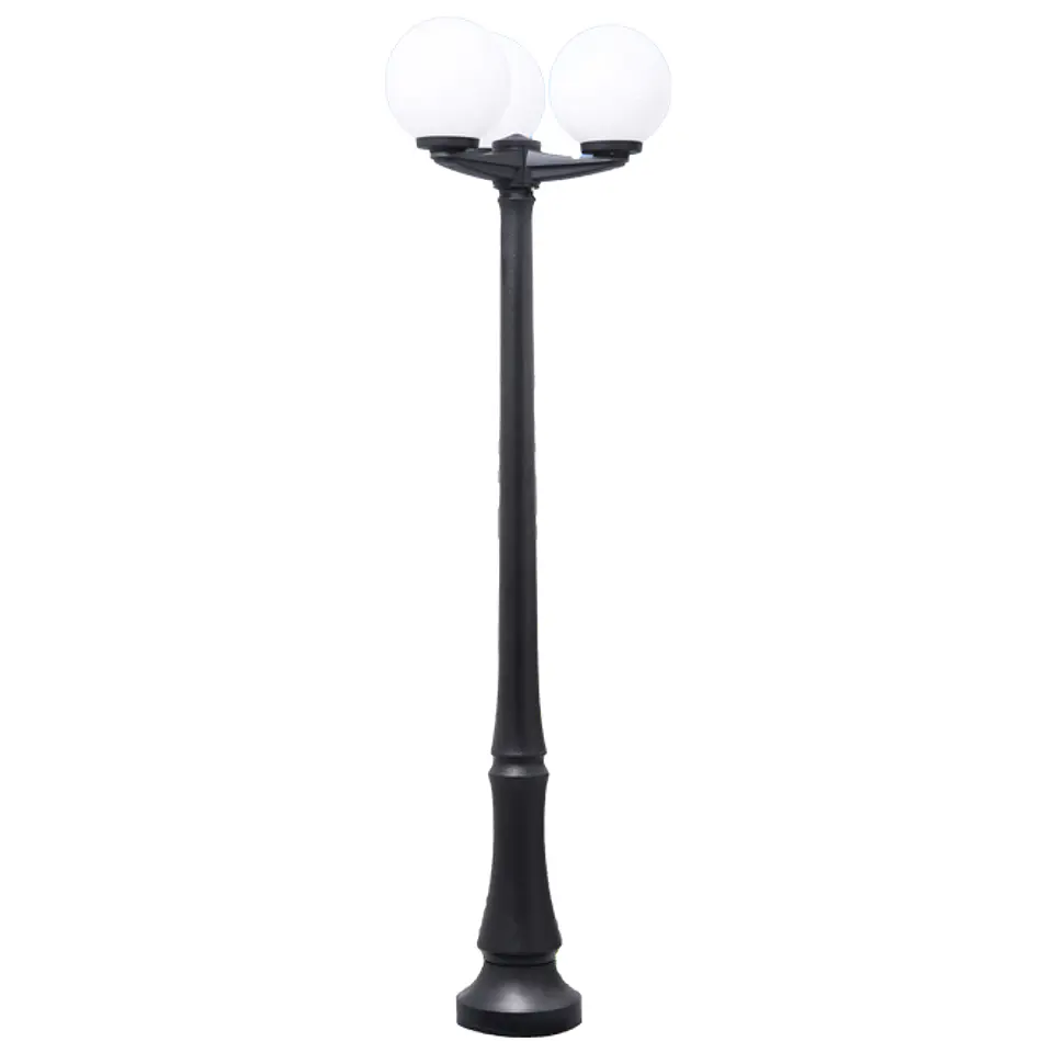 Pilar GLOBE 3xE27 8,5W botão CCT (3cores) IP55 Alt.198xD.59cm resina preta 1
