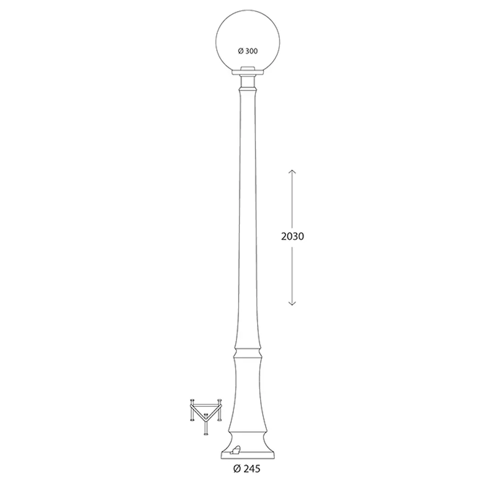 Pilar GLOBE 1xE27 11W botão CCT (3cores) IP55 Alt.203xD.30cm resina preta 2