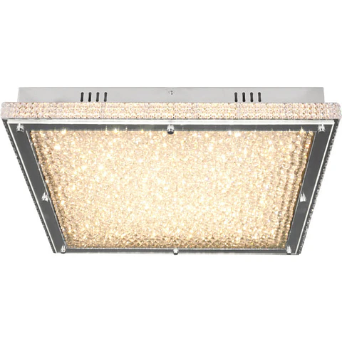 Plafond VILNIUS 1x60W LED 5400lm C.55xL.55xAlt.9cm transparente/cromado