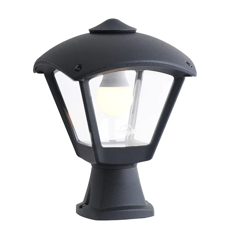 Pilar DARIO 1xE27 IP55 C.24xL.24xAlt.35cm resina preta 1