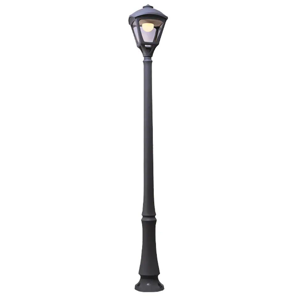 Pilar SERGIO 1xE27 30W botão CCT (2cores) IP55 C.33xL.33xAlt.237cm resina preta 1