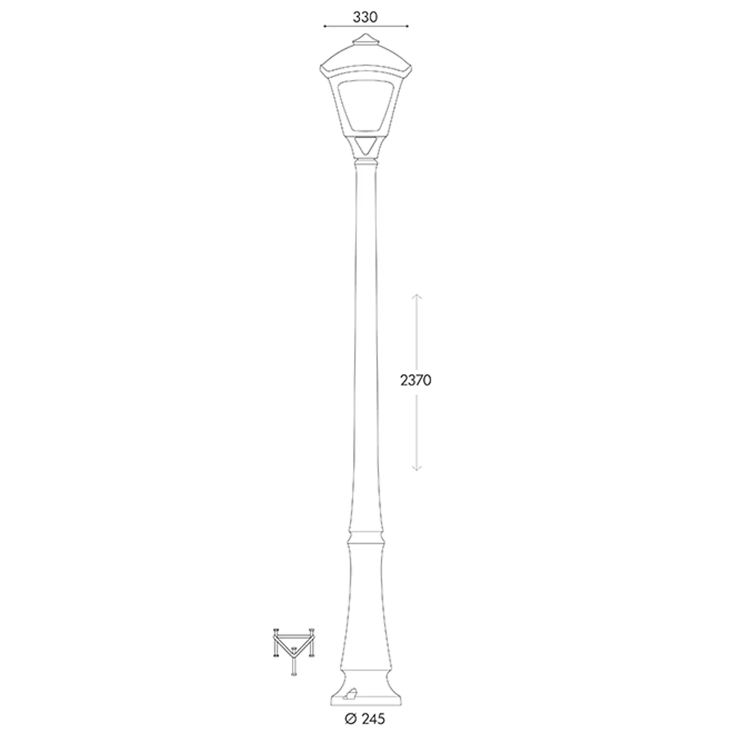 Pilar SERGIO 1xE27 30W botão CCT (2cores) IP55 C.33xL.33xAlt.237cm resina preta 3