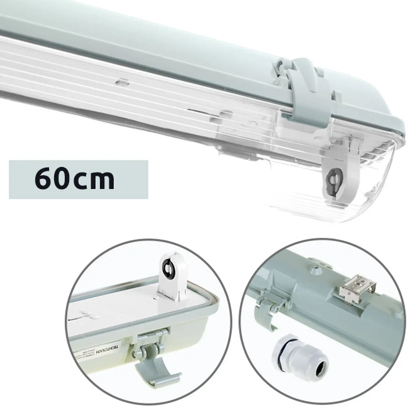 Armadura estanque LINESTA IP65 1xG13 T8 LED 60cm C.65,6xL.8,0xAlt.9,0cm cinzento 1