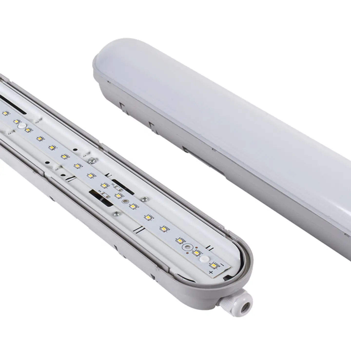Armadura estanque LINESTRA X2 150cm IP65 1x28W LED 3000lm 6400K 130° C.150xL.7,2xAlt.6cm cinzento 1