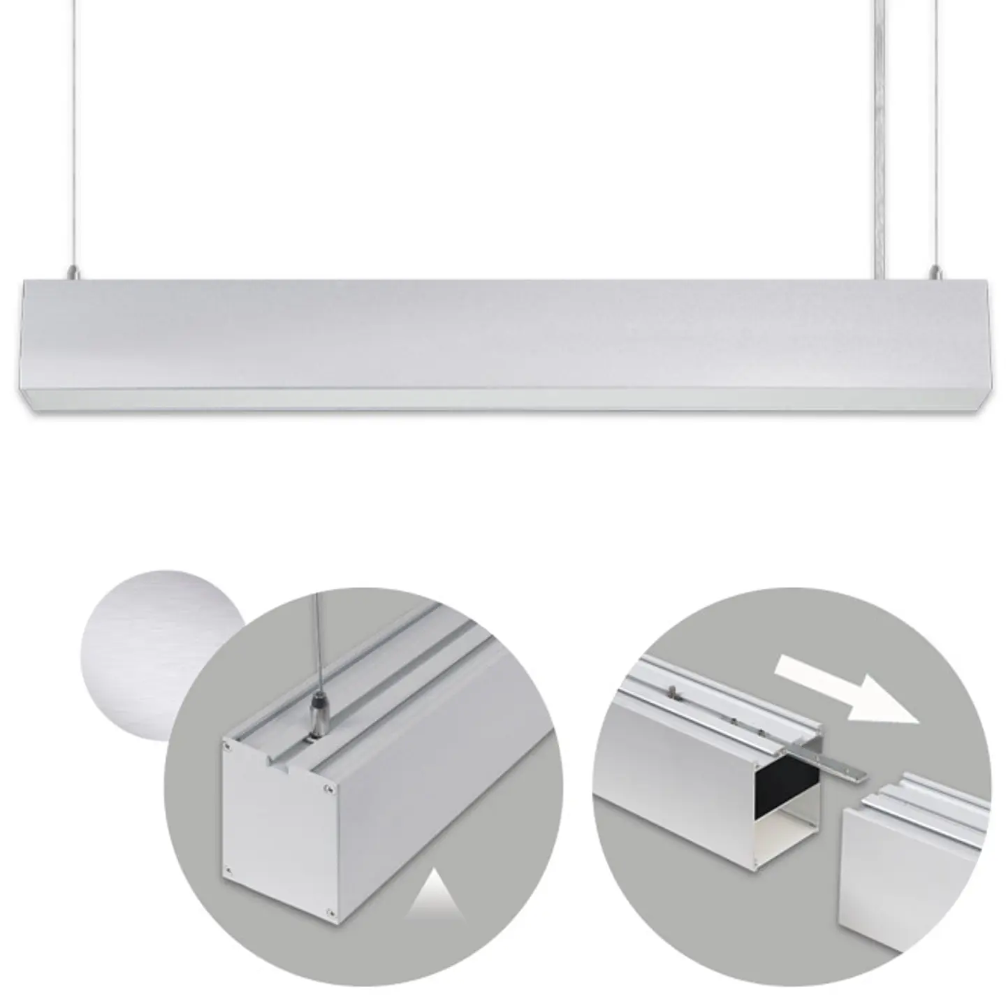 Barra suspensa LINEX B2 60cm 1x20W LED 1600lm 4000K 110° C.60,3xL.5,8xAlt.Reg.cm alumínio 1