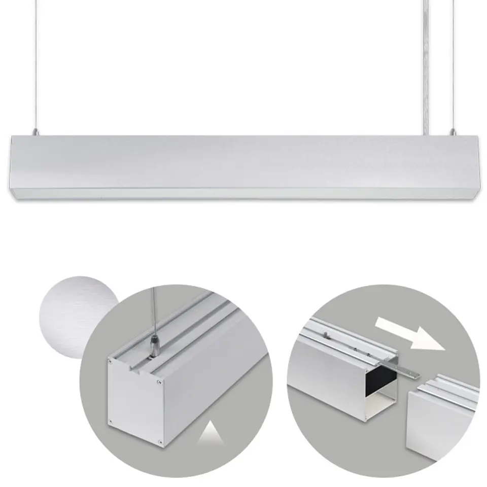 Barra suspensa LINEX B2 60cm 1x20W LED 1600lm 4000K 110° C.60,3xL.5,8xAlt.Reg.cm alumínio 1
