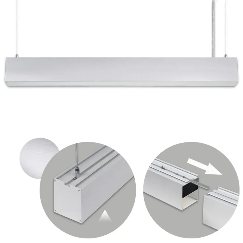 Barra suspensa LINEX B2 120cm 1x40W LED 3200lm 6400K 110° C.119,8xL.5,8xAlt.Reg.cm alumínio 1