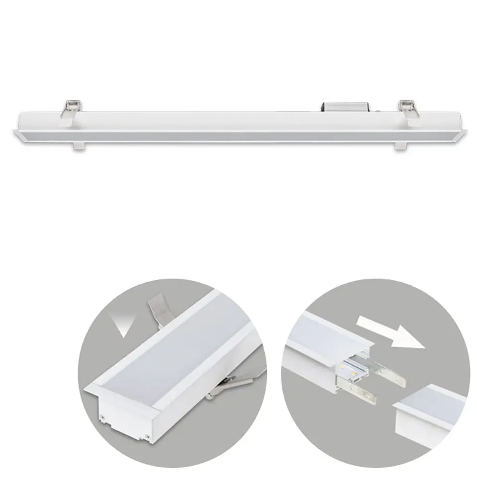 Barra de encastrar LINEX B2 120cm 1x40W LED 3200lm 3000K 110° C.121,5xL.6,5xAlt.3,5cm branco 1