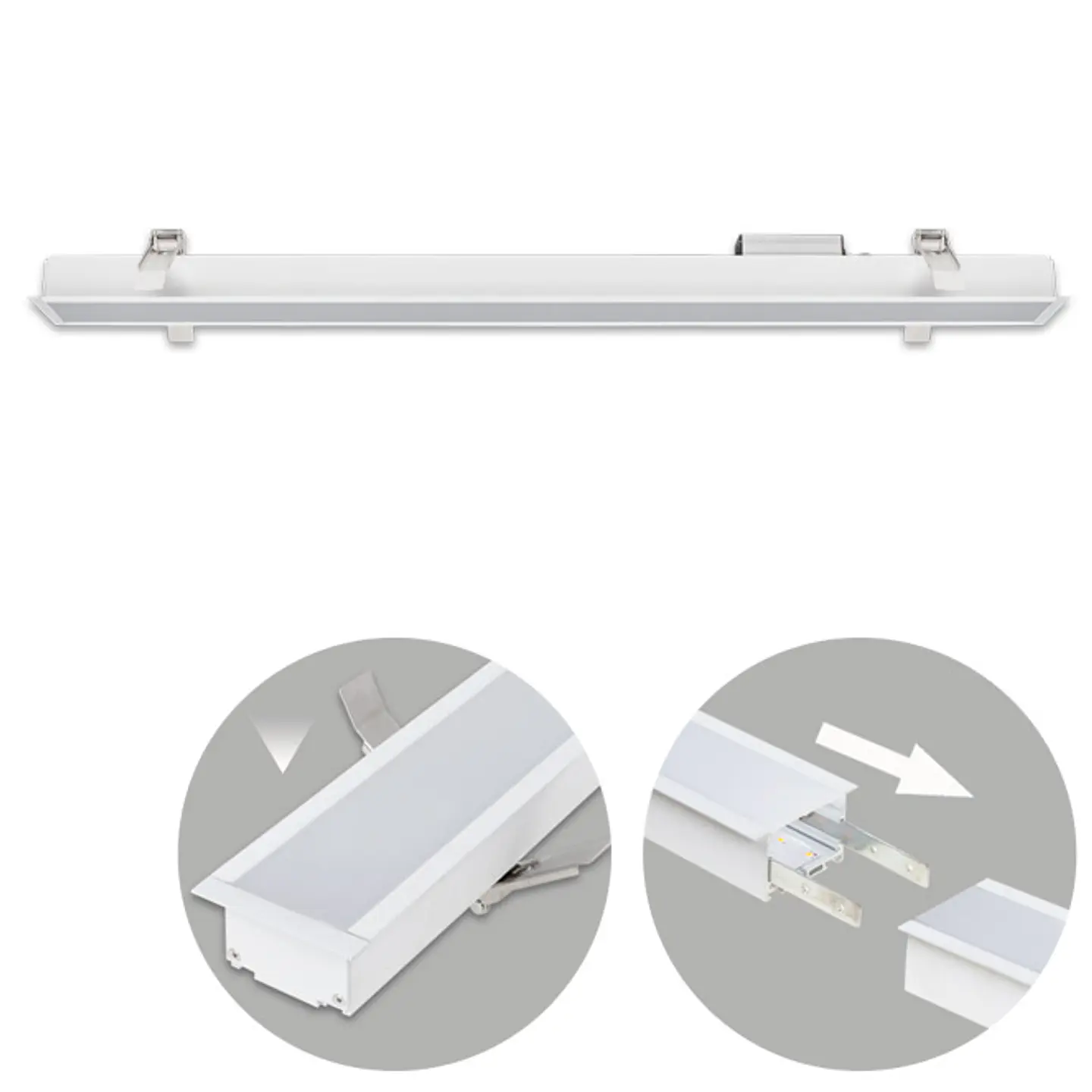 Barra de encastrar LINEX B2 120cm 1x40W LED 3200lm 4000K 110° C.121,5xL.6,5xAlt.3,5cm branco 1