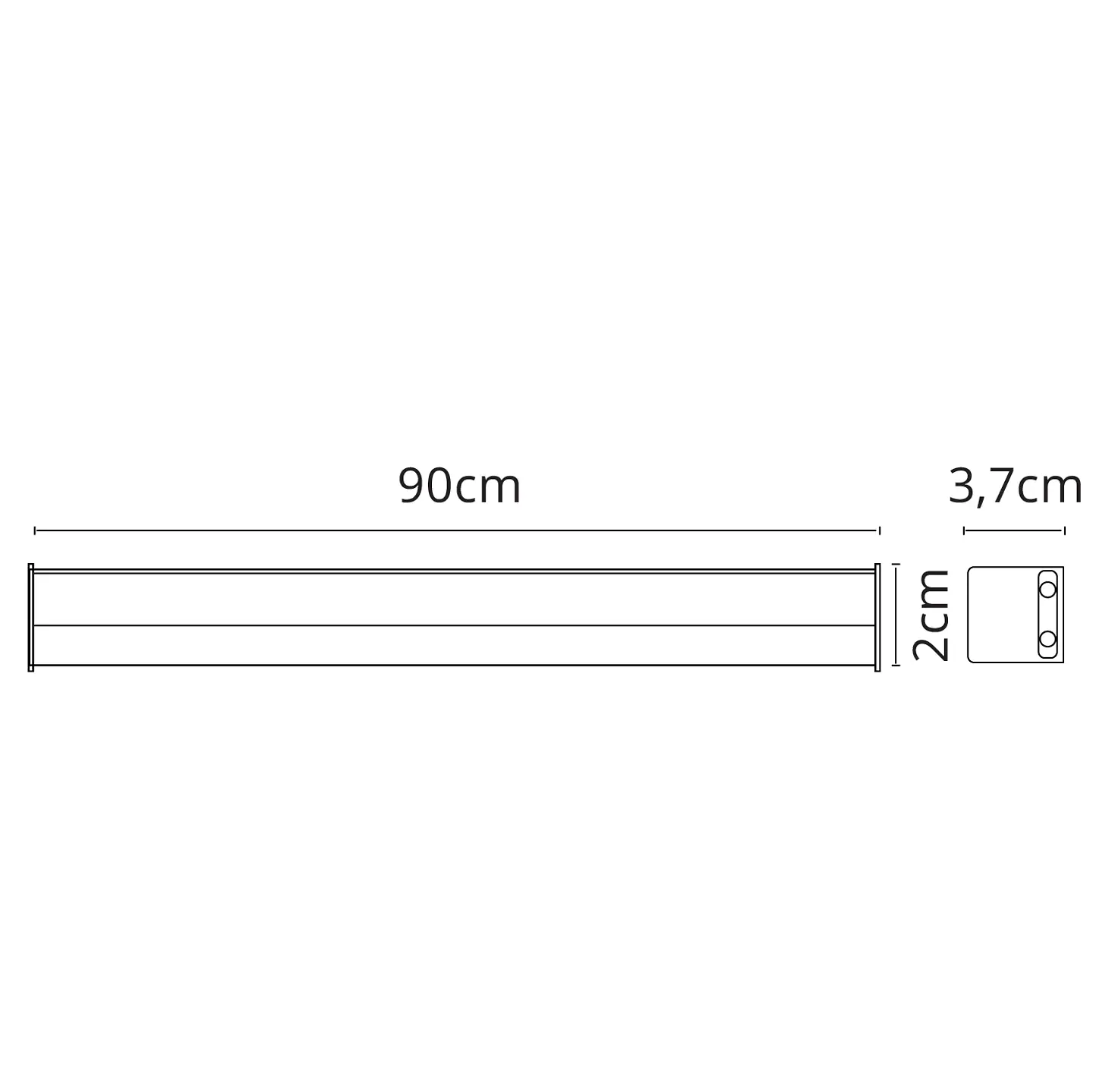 Régua AXINITE 90cm com interruptor 1x12W LED 1080lm 6400K C.90xL.2xAlt.3,7cm branco 3