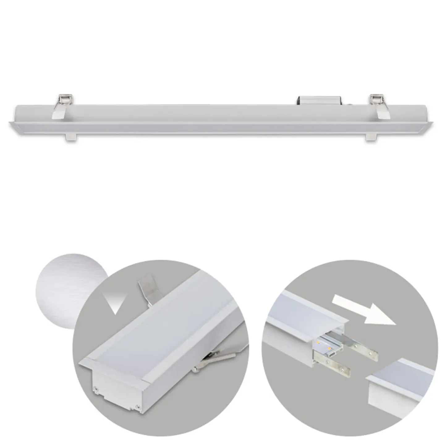 Barra de encastrar LINEX B2 120cm 1x40W LED 3200lm 3000K 110° C.121,5xL.6,5xAlt.3,5cm alumínio 1