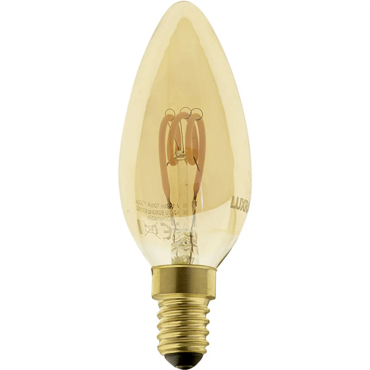 Lâmpada E14 (fino) Vela CLASSIC DECOLED Regulável 2W 1800K 100lm Ambar 1