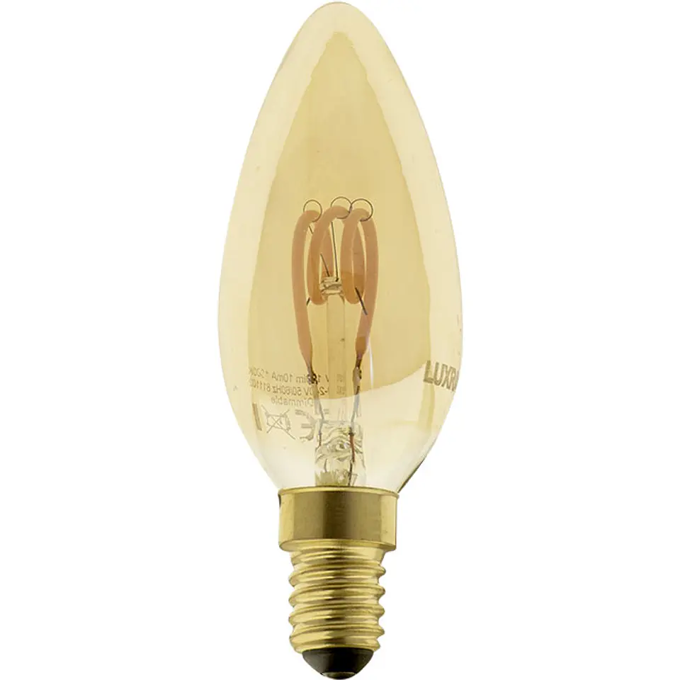 Lâmpada E14 (fino) Vela CLASSIC DECOLED Regulável 2W 1800K 100lm Ambar 1