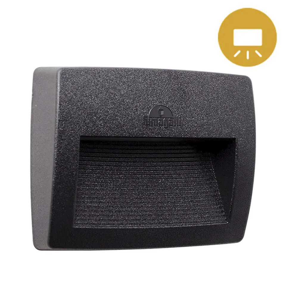 Aplique LORENZA 1xR7s (118mm) 7,5W botão CCT (3cores) IP55 C.19xL.4,5xAlt.15cm resina preta 1
