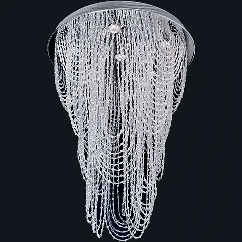 Candeeiro de tecto LUISA 6xGU10 Alt.90xD.60cm Cristais e chapa níquelada cromado