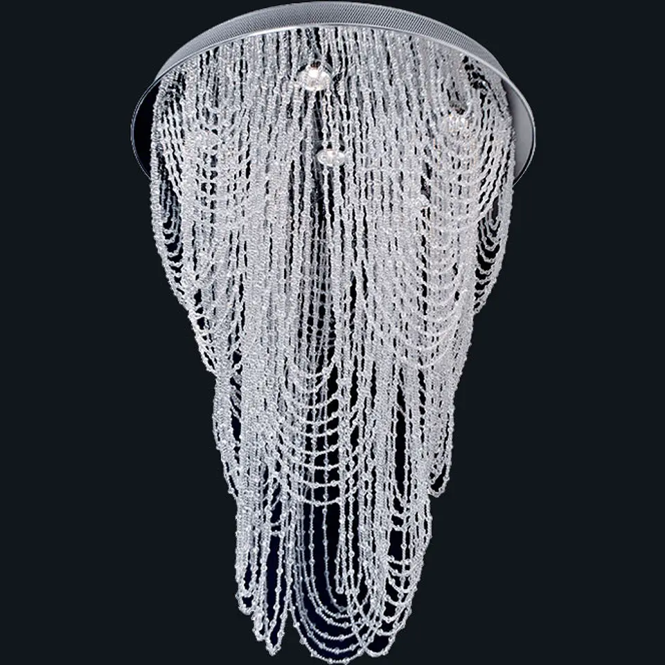 Candeeiro de tecto LUISA 6xGU10 Alt.90xD.60cm Cristais e chapa níquelada cromado 1
