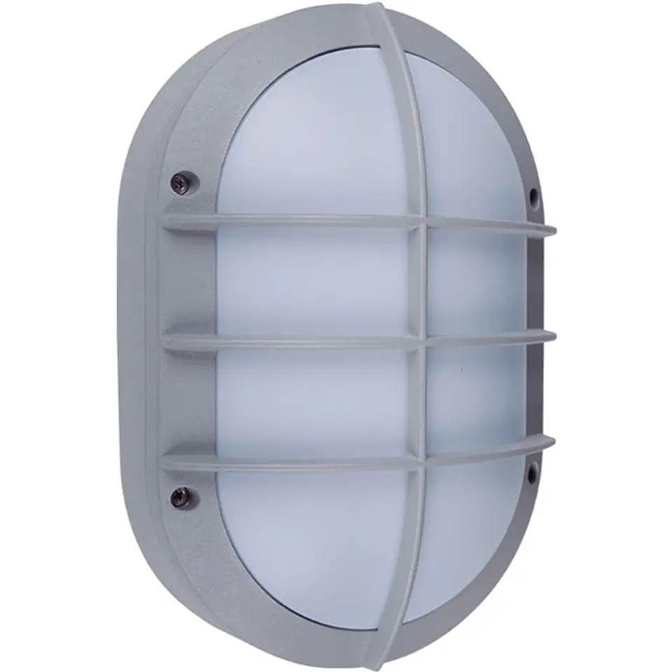Aplique TIGRE grande IP54 1xE27 C.18,5xL.10xAlt.28cm alumínio + PC cinzento/branco 1