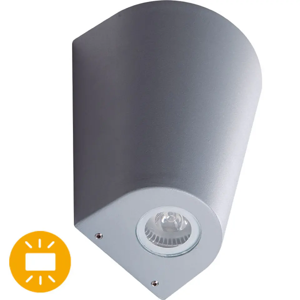 Aplique GANGES IP54 2xGU10 C.12,5xL.9xAlt.15,5cm metal+vidro cinzento 1