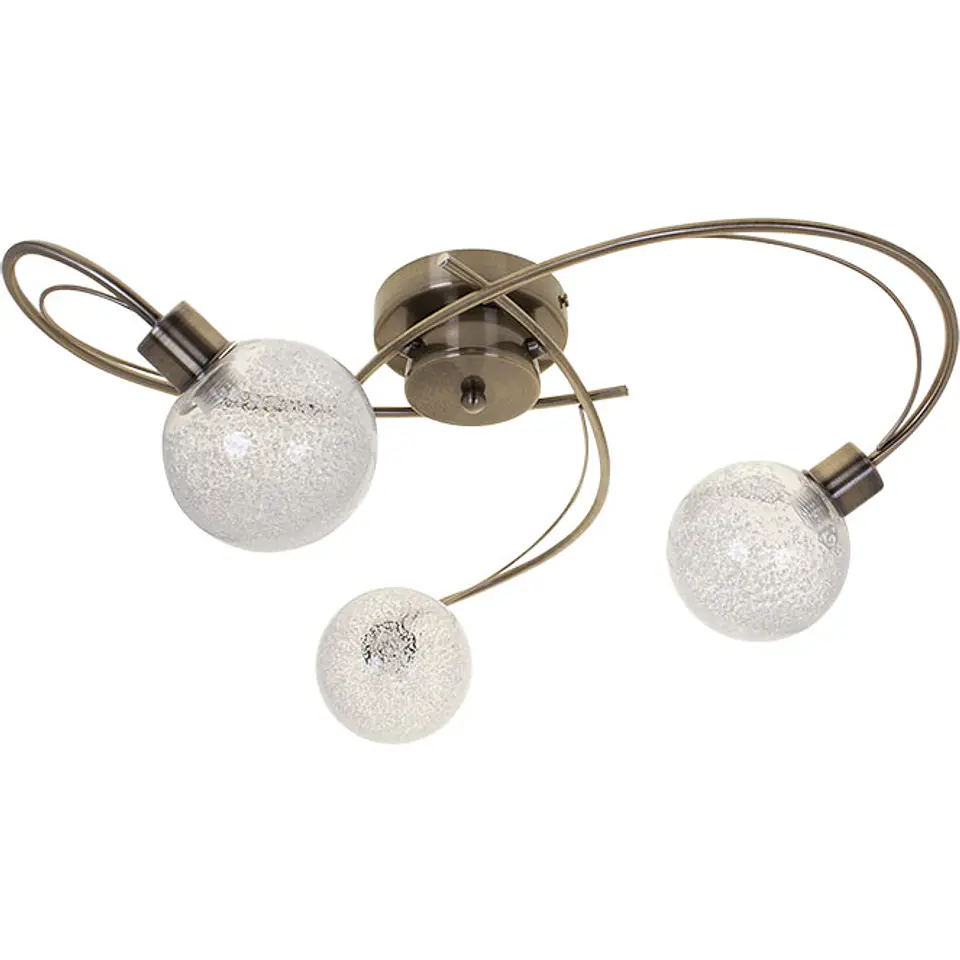 Plafond VITA 3xG9 Alt.23xD.53cm oxidado com bolas de vidro transparentes 1