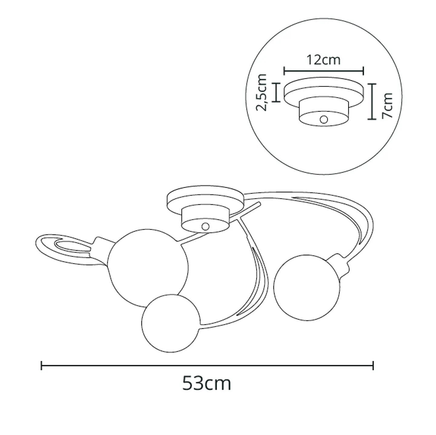 Plafond VITA 3xG9 Alt.23xD.53cm cromado com bolas de vidro transparentes 2
