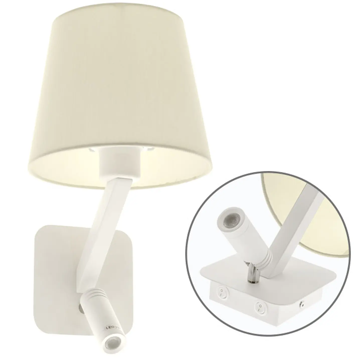 Aplique ABBY 1xE27+1x3W 3200K LED C.20xL.23xAlt.38cm branco 1