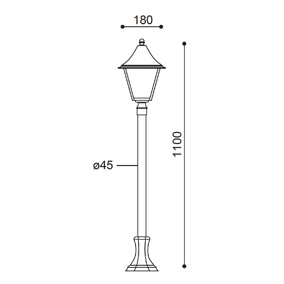 Pilar LINEK quadrado IP43 1xE27 C.18xL.18xAlt.110cm preto 2