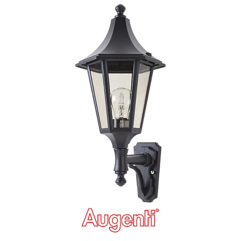 Aplique BURNEY hexagonal IP43 1xE27 C.17,5xL.23xAlt.44xD.19cm preto
