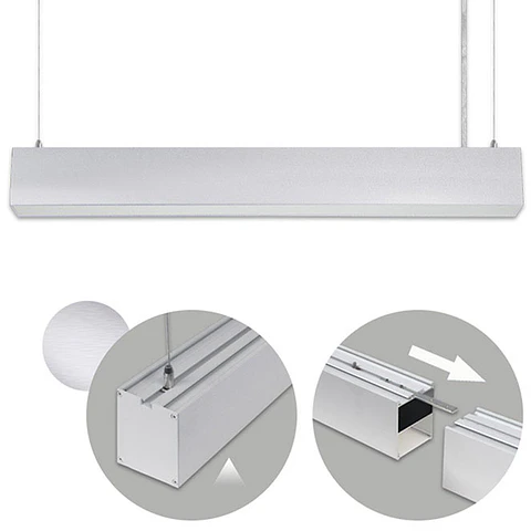 Barra suspensa LINEX B2 60cm 20W LED 1600lm 3000K 110° C.58xL.6xAlt.Reg.cm alumínio