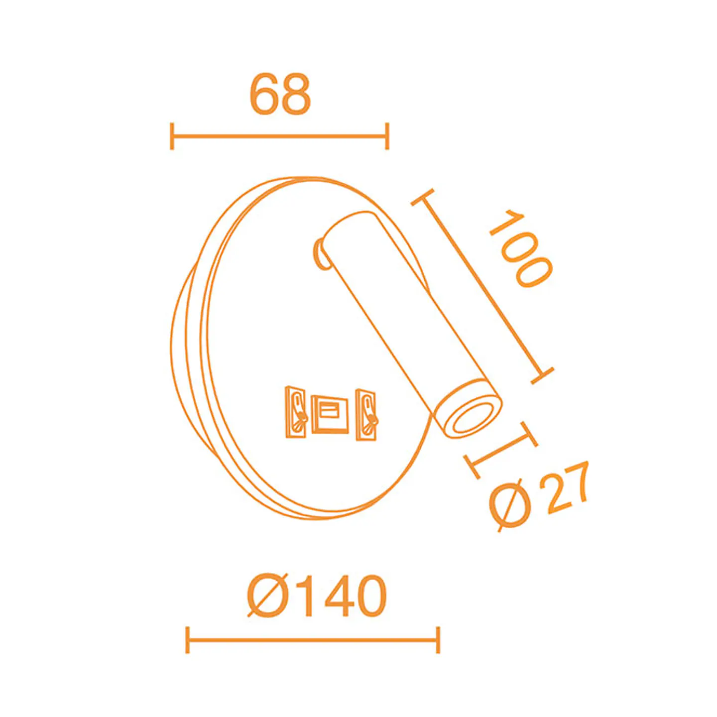 Aplique MATSYS 11W LED 657lm 4000K, porta USB C.9xL.4xAlt.120cm 3