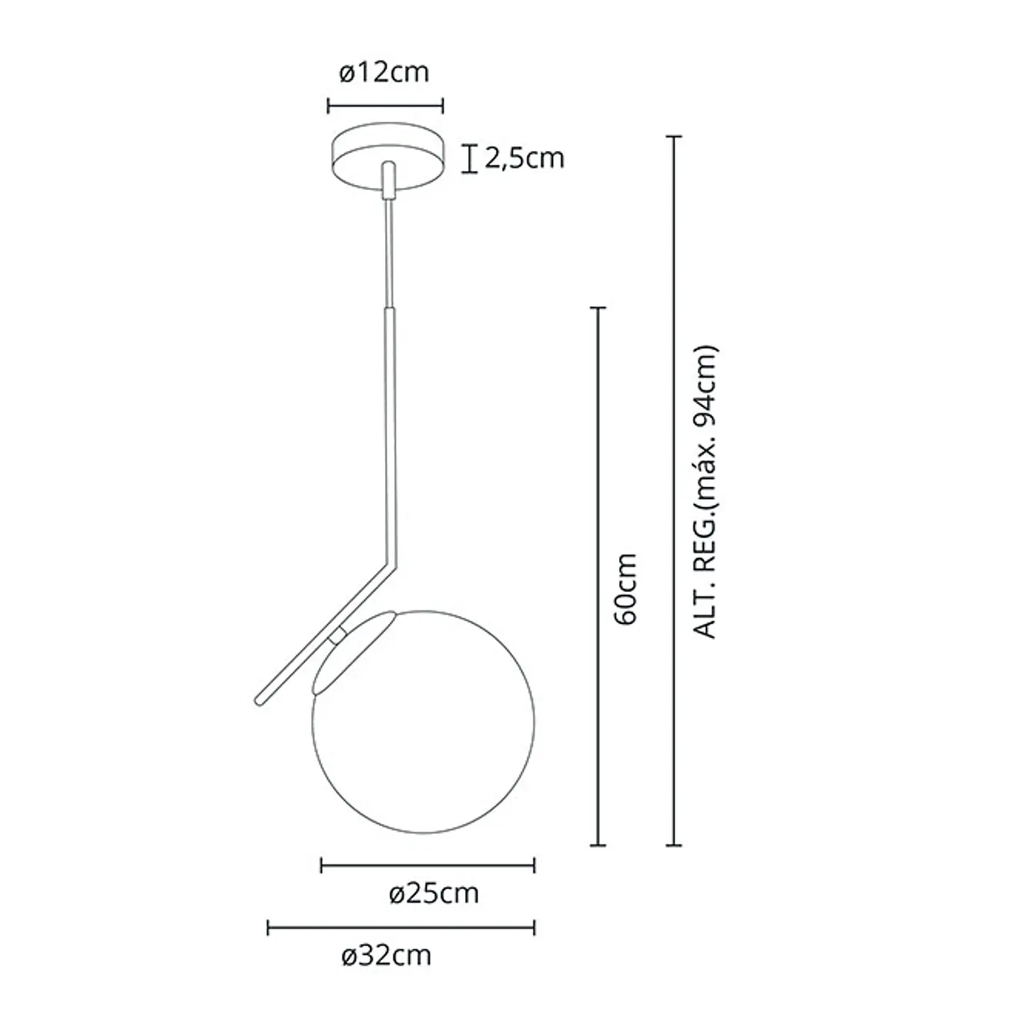 Suspensão AIMEE 1xE27 Alt.Reg.xD.32cm 2