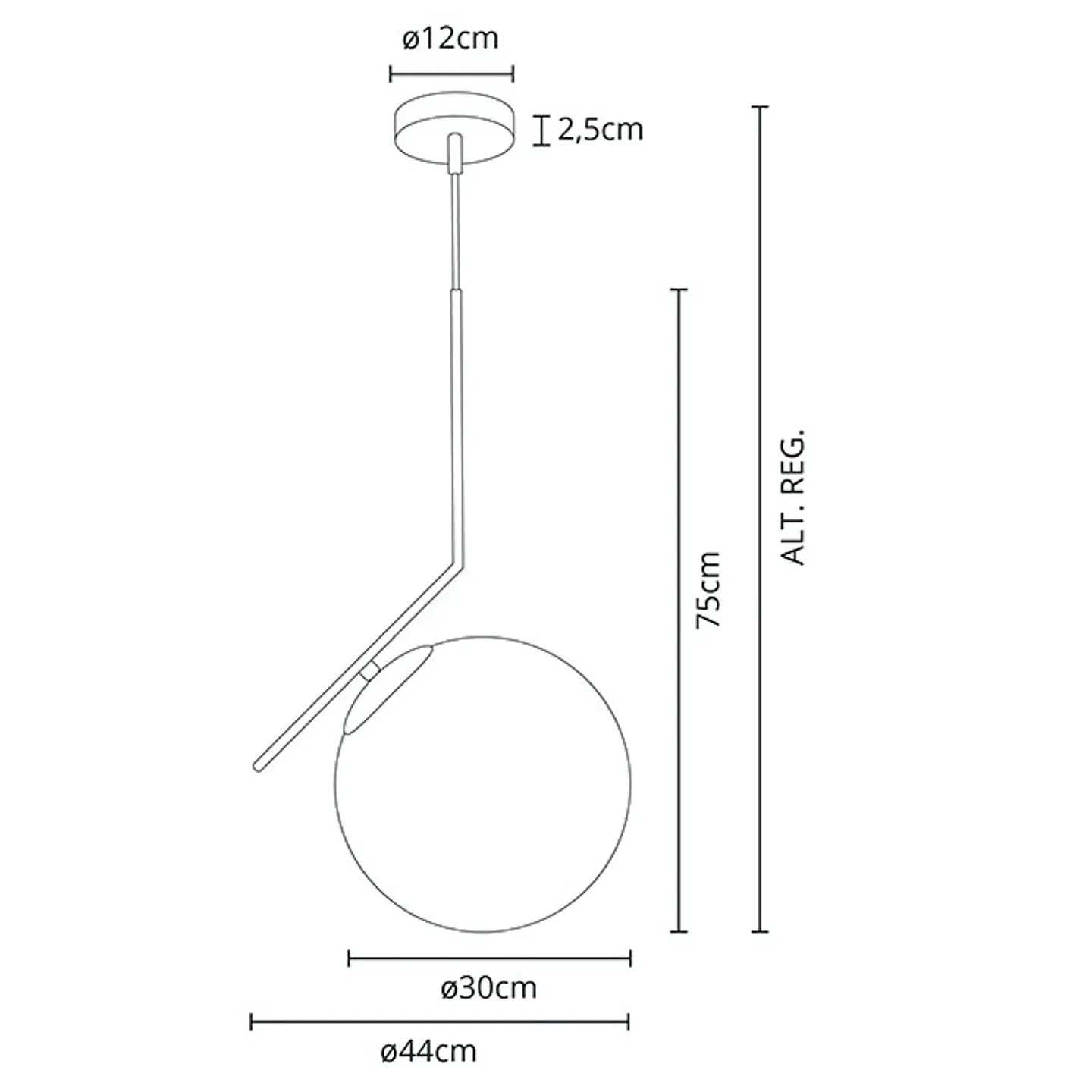 Suspensão AIMEE 1xE27 Alt.Reg.xD.44cm 2