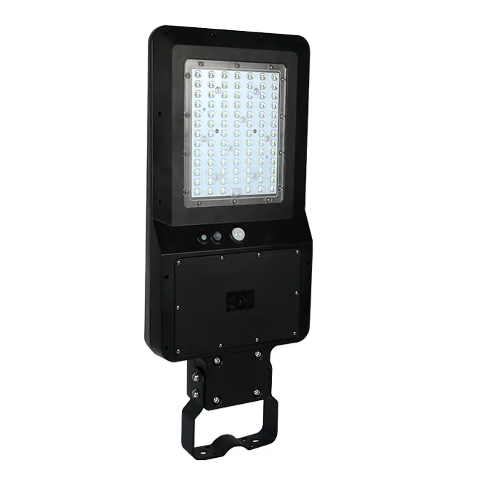 Aplique solar DALTON c/sensor e painel solar IP65 40W LED 6000lm 6000K 90° C.28,97xL.70,61xAlt7,36cm 1