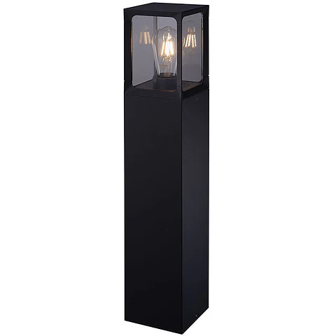 Pilar CRIZ IP44 1xE27 C.12,3xL.12,3xAlt.65cm alumínio+vidro preto