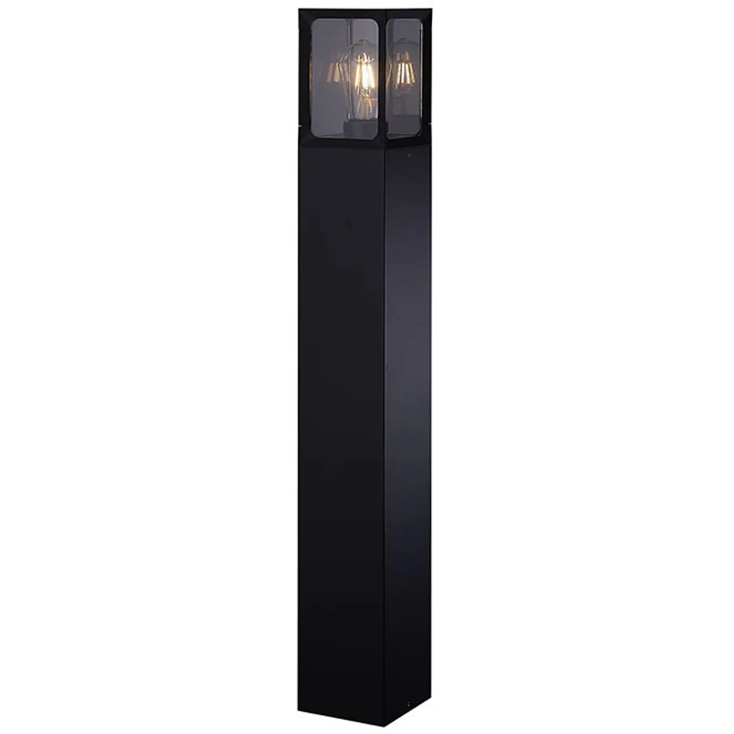 Pilar CRIZ IP44 1xE27 C.12,3xL.12,3xAlt.90cm alumínio+vidro preto 1