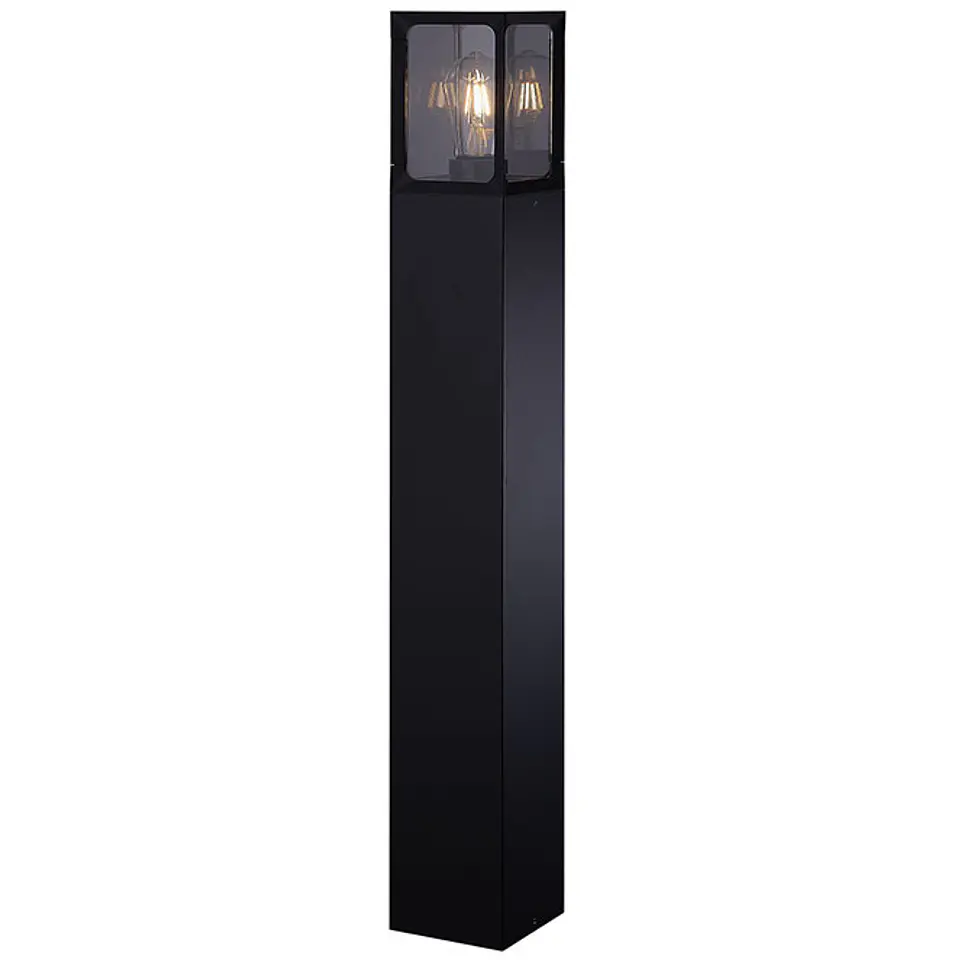 Pilar CRIZ IP44 1xE27 C.12,3xL.12,3xAlt.90cm alumínio+vidro preto 1