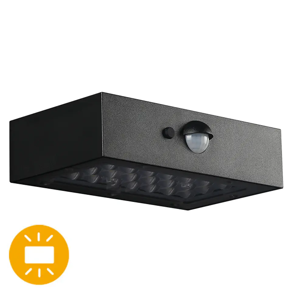 Aplique solar SANDOVAL IP65 3W LED 350lm 3000K/3000K C.13,76xAlt.3,54cm preto 1