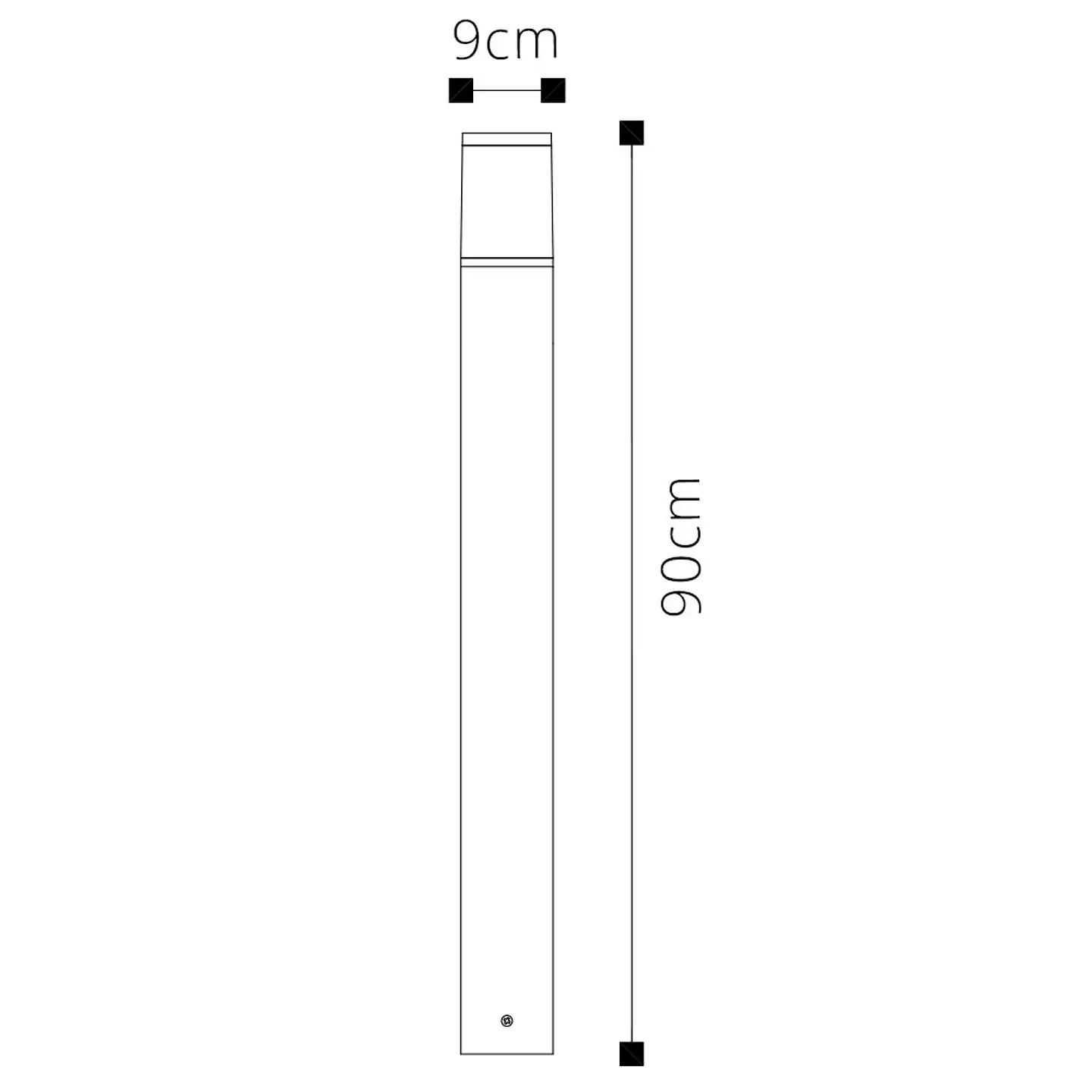 Pilar EGA IP65 1xE27 Alt.90xD.9cm alumínio+PC preto 2