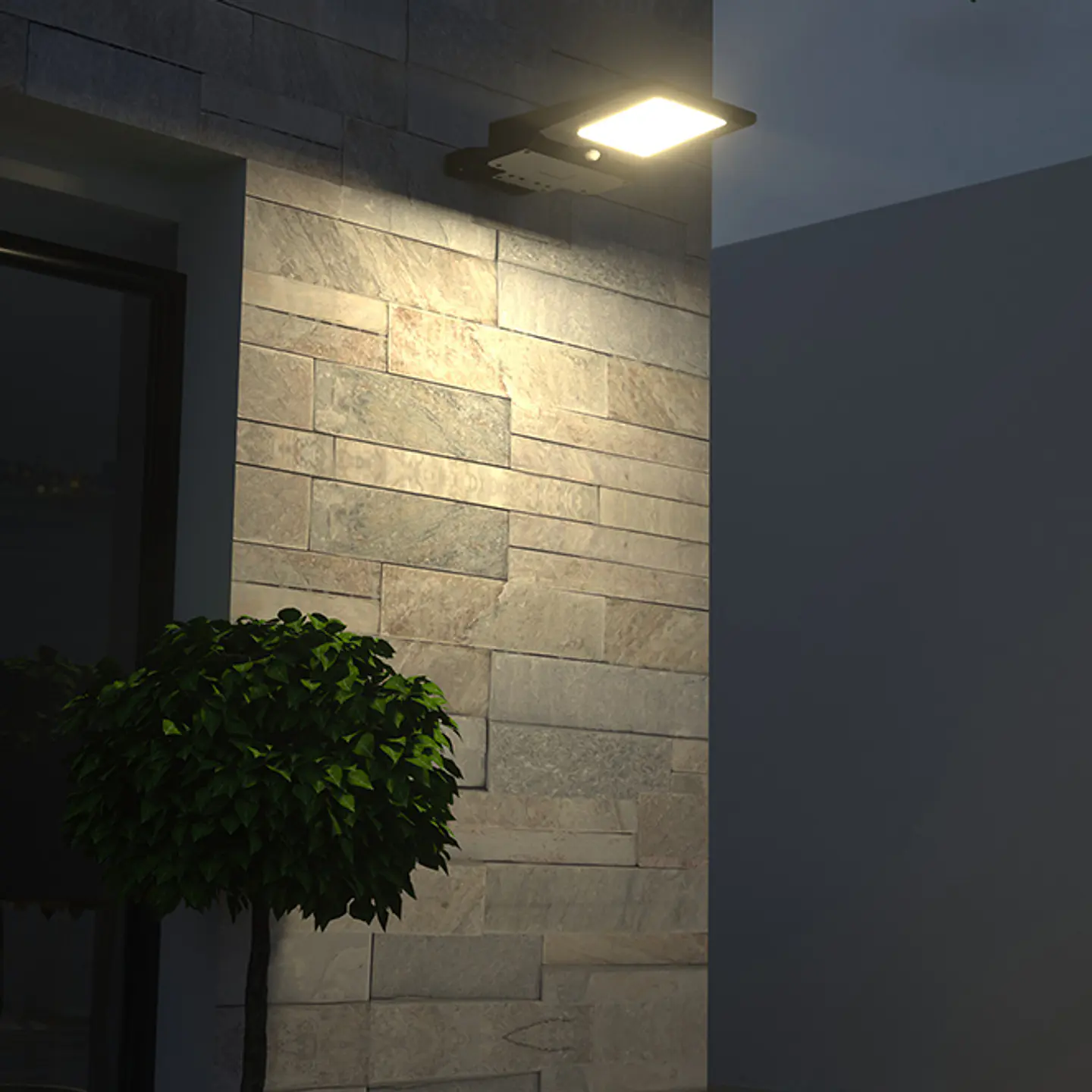Aplique solar DALTON c/sensor e painel solar IP65 15W LED 1600lm 3000K 90° C.23,19xL.49,25xAlt.5,8cm 3