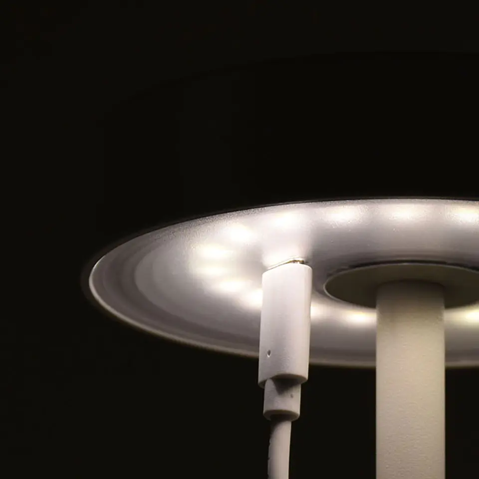 Candeeiro de mesa CANDY IP54 1x2W LED 230lm 3000K Alt.30xD.11,8cm , com carregador e cabo USB 3