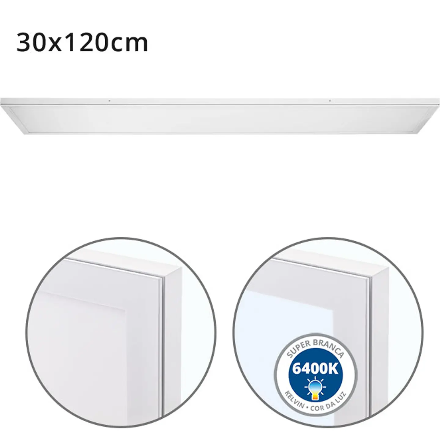 Painel de superfície VOLTAIRE 30x120 72W LED 5760lm 6400K 120° C.120xL.30xAlt.2,3cm 1